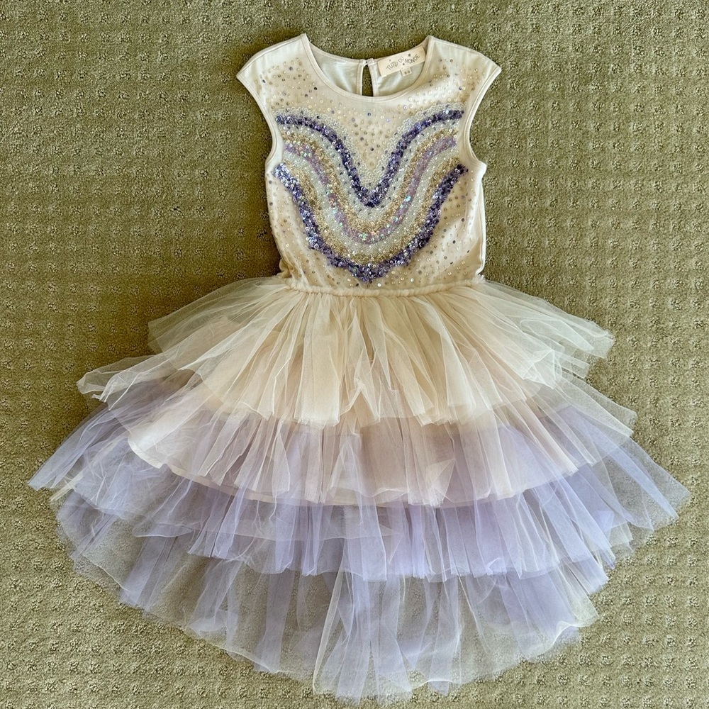NWOT Tutu Du Monde Pale Pink And Purple Rio Sequin Tutu Dress, Size 8-9